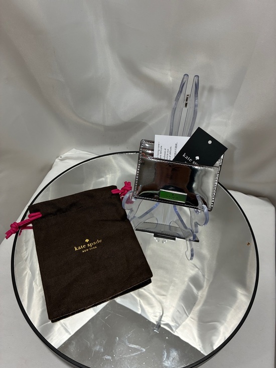 kate spade Accessories - kate spade Silver Metallic Card Case with Dust Bag NWT